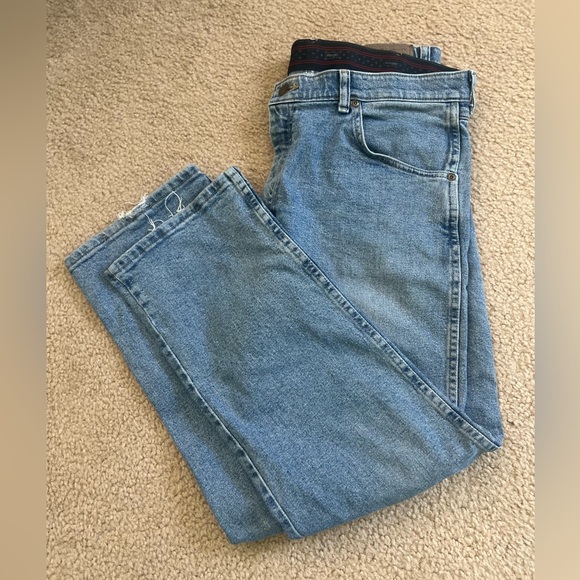 Wrangler Light Blue Men's Straight Jeans - Picture 1 of 5